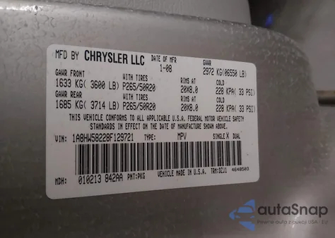 2008 Chrysler Aspen Limited z USA, uszkodzony, nr VIN 1A8HW58228F129721